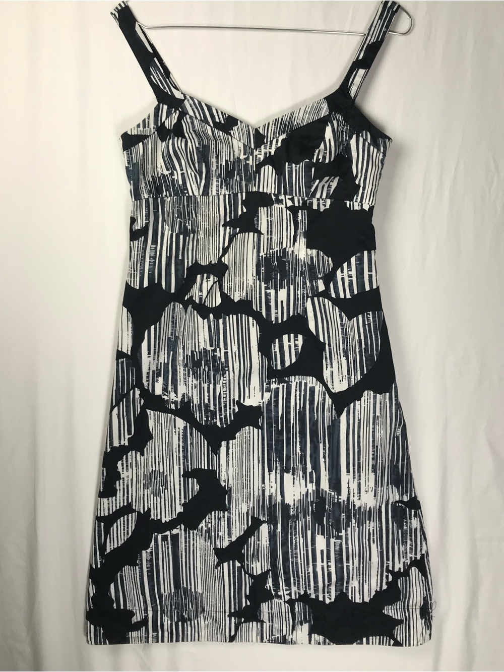 New York & Company Black and White Striped Floral Midi Dress